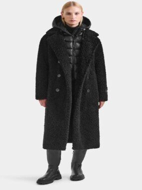 Rudsak Coat, XS - Tina Long Teddy Jacket with Removable Puffer Hood - $550